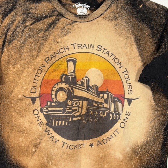 Yellowstone Graphic Tee T Shirt Dutton Train Station Large Montana Cowboy Black - Picture 2 of 5